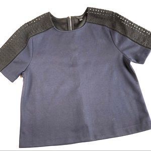 Ann Taylor Short Lace Sleeve Top